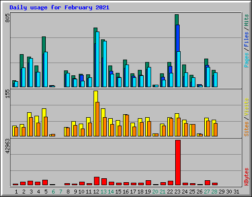 Daily usage for February 2021