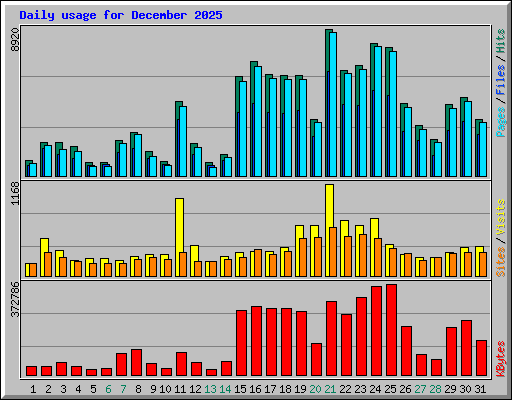Daily usage for December 2025